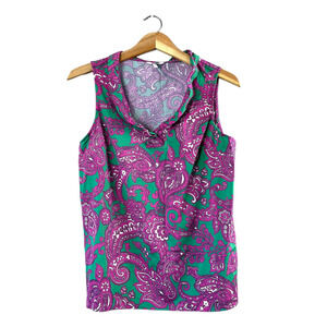 Women's Green and Pink Crown & Ivy Tank Top L